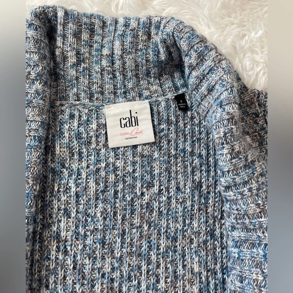 CAbi Sleeveless Blue Knit Long Duster Open Front Sweater Cardigan Women’s Size S - Picture 4 of 11